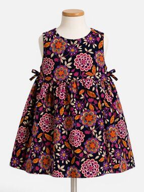 Hanna Andersson Corduroy Floral Dress Toddler 3T Jumper Sleeveless Fall Winter